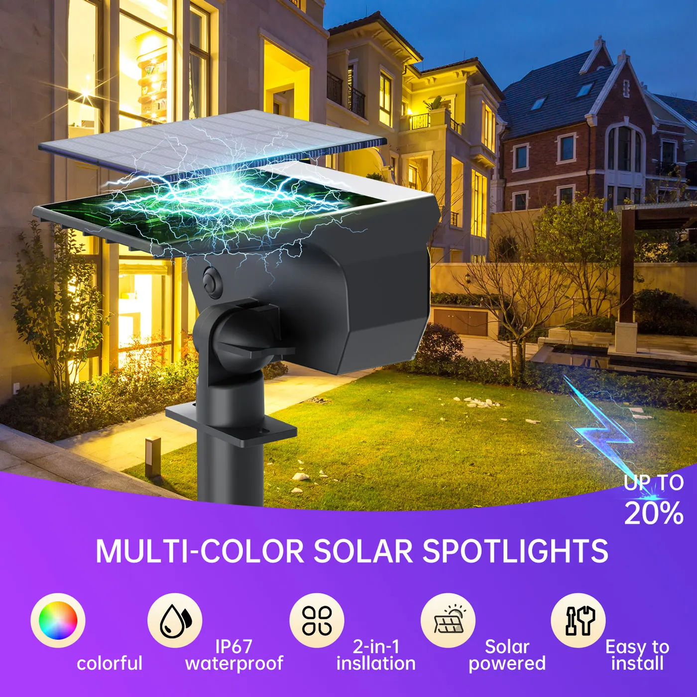 Swiatla 29LED RGB Solar Spotlight 7 Color Changing Christmas Decor Outdoor Landscape Lights IP67 Waterproof for Garden Patio