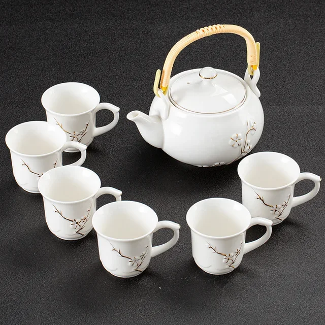 7 unids/set exquisitos juegos de té de cerámica hervidores hechos a mano tazas de té tetera de porcelana vajilla china juego de ceremonia del té