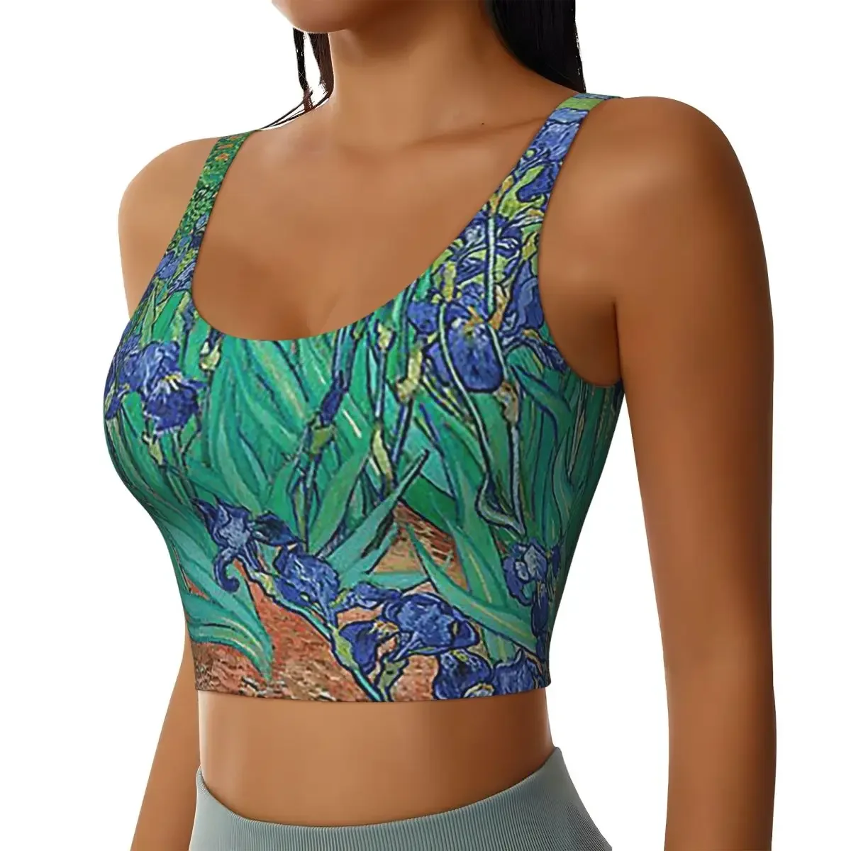 Custom Irises By Vincent Van Gogh Women Sports Bra High Impact Vest Gym Workout Yoga Crop Tank Top
