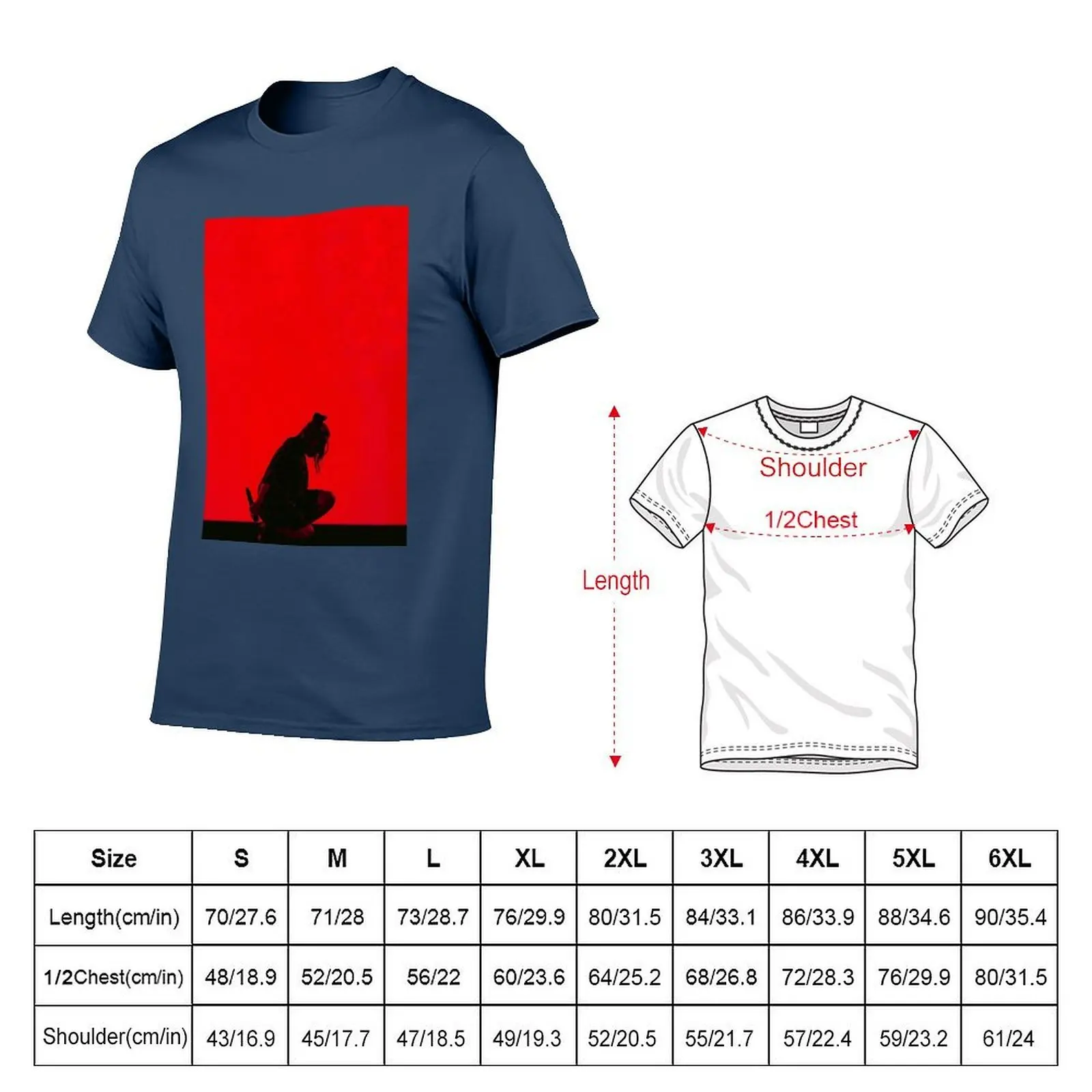red silhoutte T-Shirt Active Sports Short Sleeve Cotton Shirt