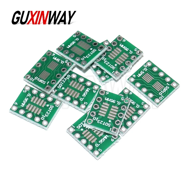 20pcs SOT23 SOP10 MSOP10 SOP23 to DIP 10Pin board SMD To DIP adapter Plate 0.5mm/0.95mm to 2.54mm DIP Pin PCB Board Convert