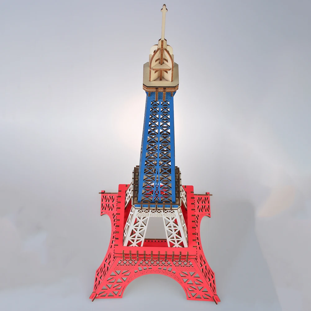 

Wooden Puzzle Color Design Puzzles for Kids Three-dimensional Toys DIY Children Bamboo Educational Eiffel Tower