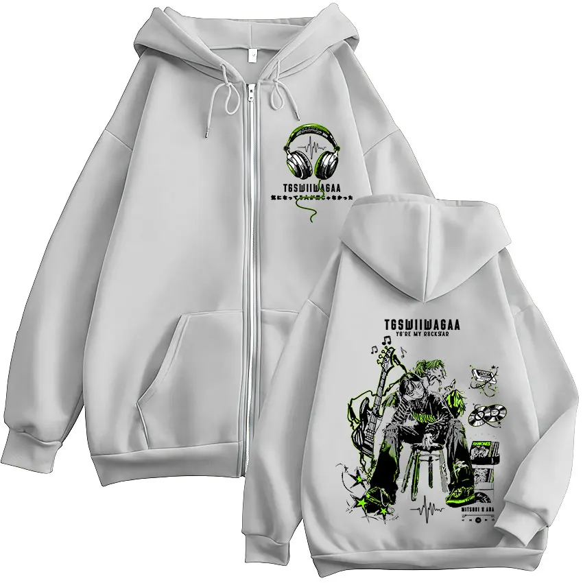 Anime: Der Typ, der ihr Interesse bereitete, war überhaupt kein Typ – Zipper-Hoodies für Männer und Frauen, modische, lässige Kapuzenpullover mit Reißverschluss. – Detail 7
