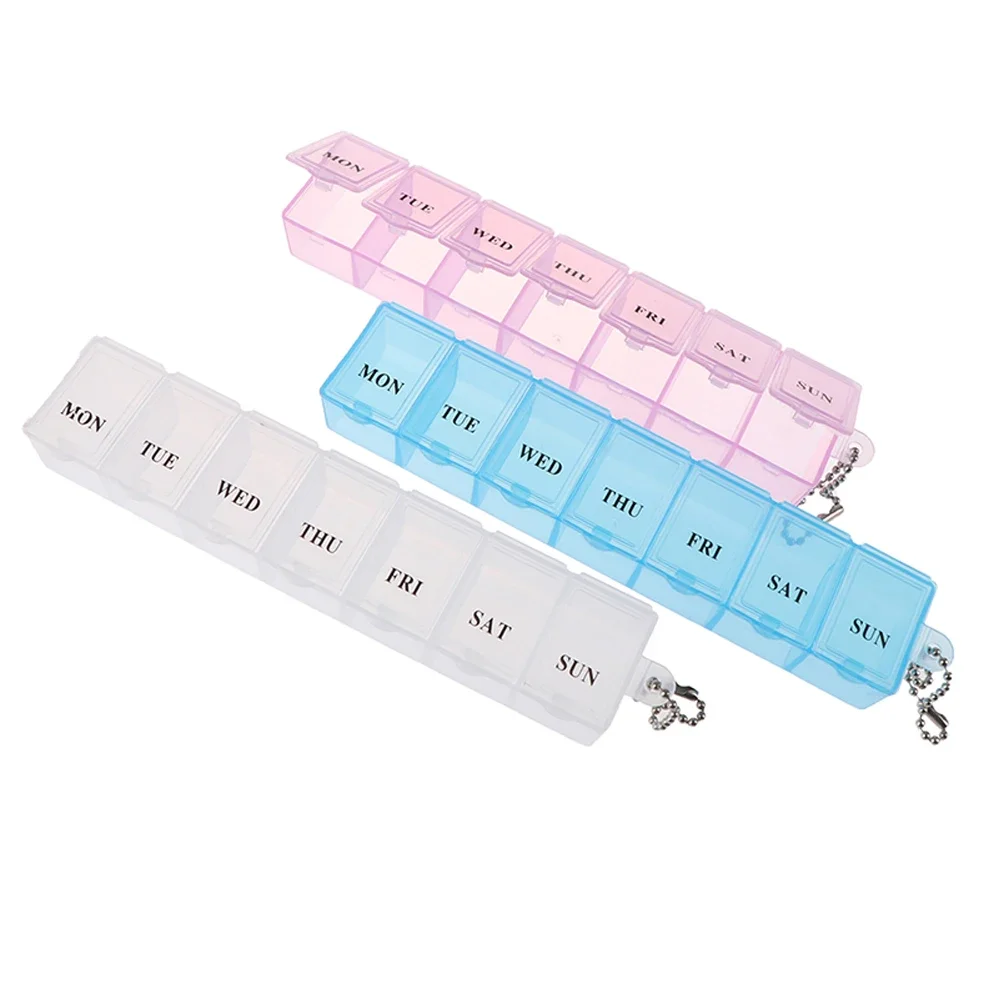 7Day Pill Organizer, Moisture-Proof Pill Case, Weekly Portable Medicine Box Dispenser for Purse Travel Vitamin Holder Containers