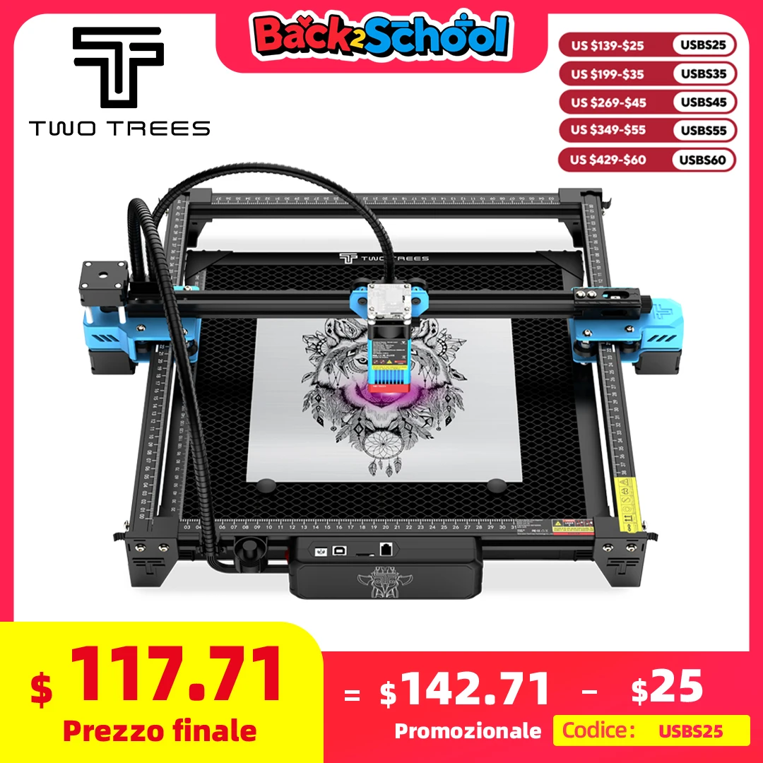 

TwoTrees TTS-55 Pro Laser Engraver With Wifi Offline Control 80W Laser Engraving Cutting Machine 445±5nm Blue Light Cnc Machine