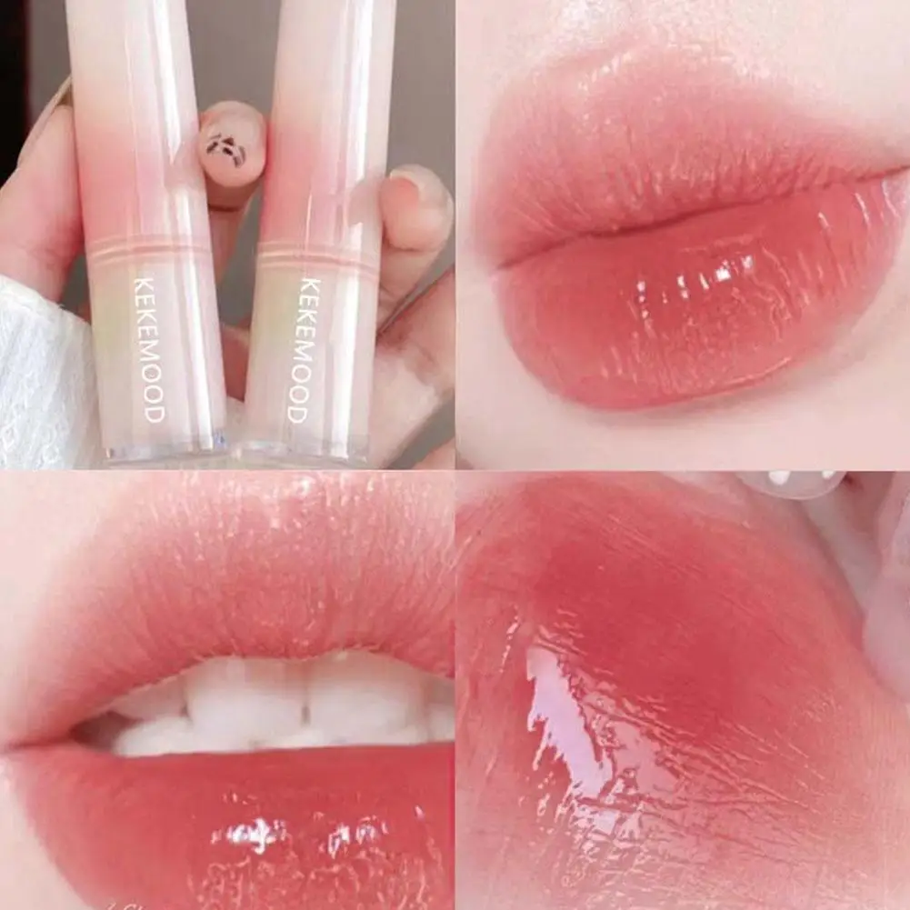 Batom De Geleia Hidratante Natural Durável, Bálsamo Labial Colorido, Chá De Péssego, Clarear Linhas, Mudando De Cor Plump