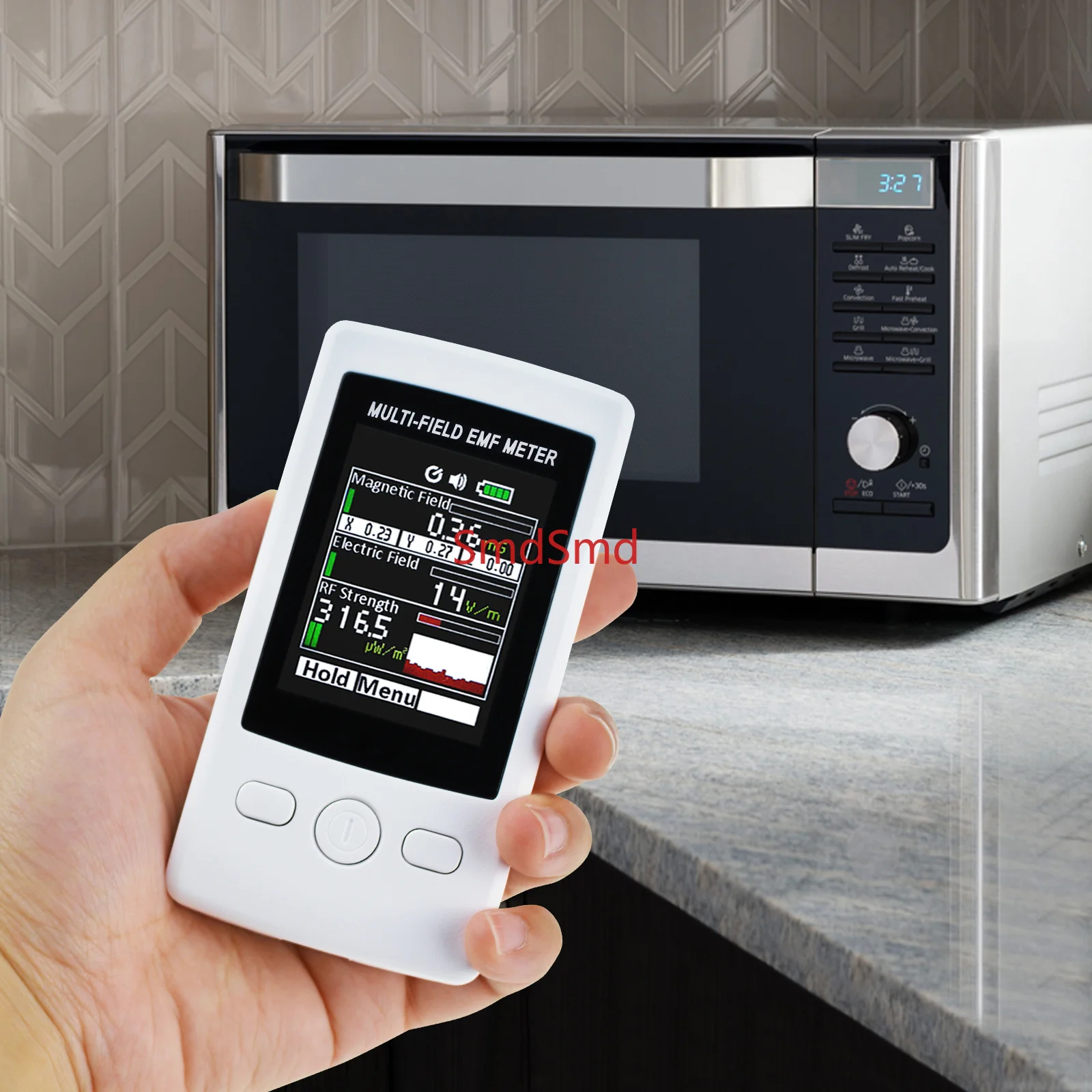 Professional 3-in-1 EMF Meter Detector for Electromagnetic, Electric & RF Fields Color LCD with Safety Alarm High Quality