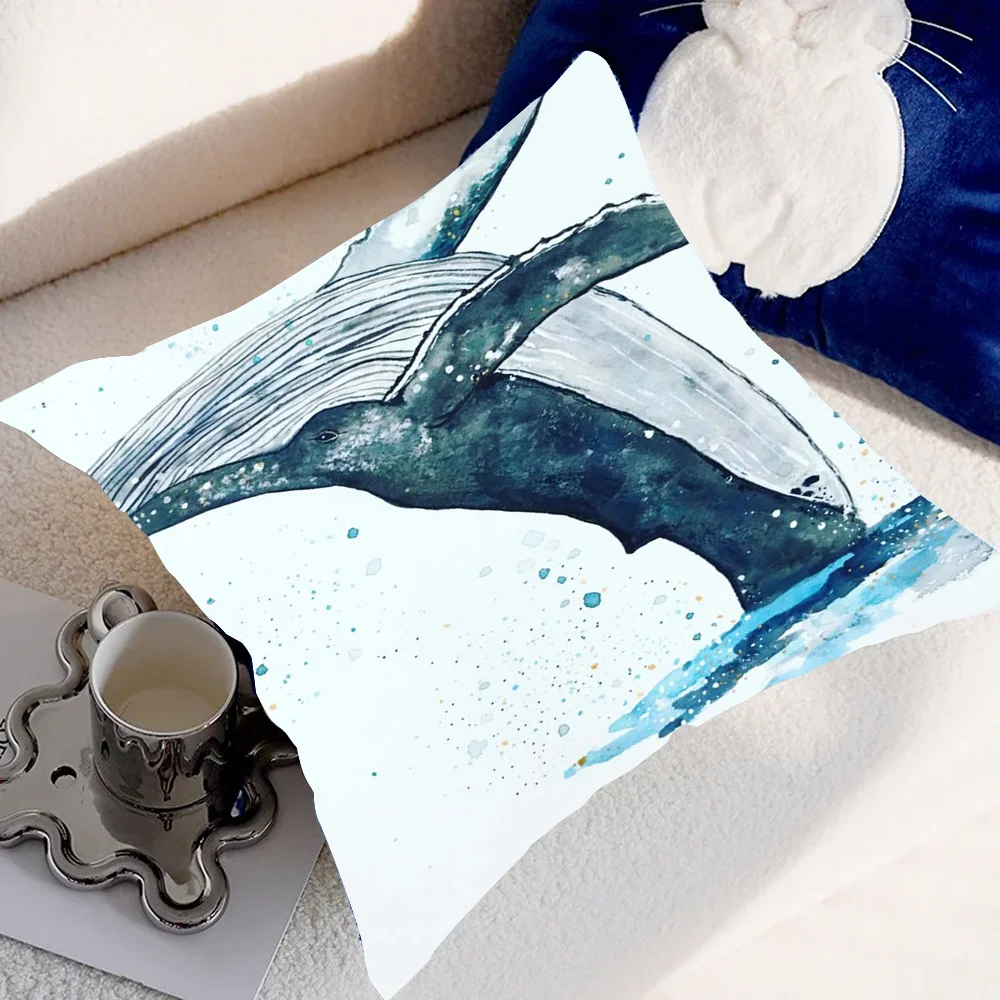 Наволочка с китами, наволочка, квадратная комната, диван с для домашнего использования, плюшевый милый чехол для подушки