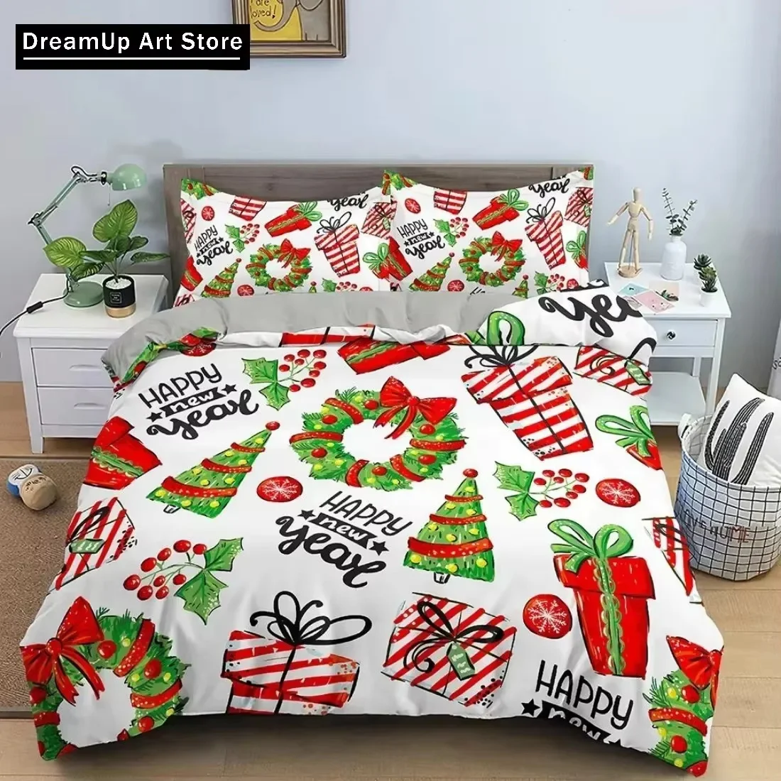 Christmas Bedding Set 3D Print Santa Claus Bedding Set Duvet Cover Bed Set Quilt Cover Pillowcase Twin Single Queen King Size