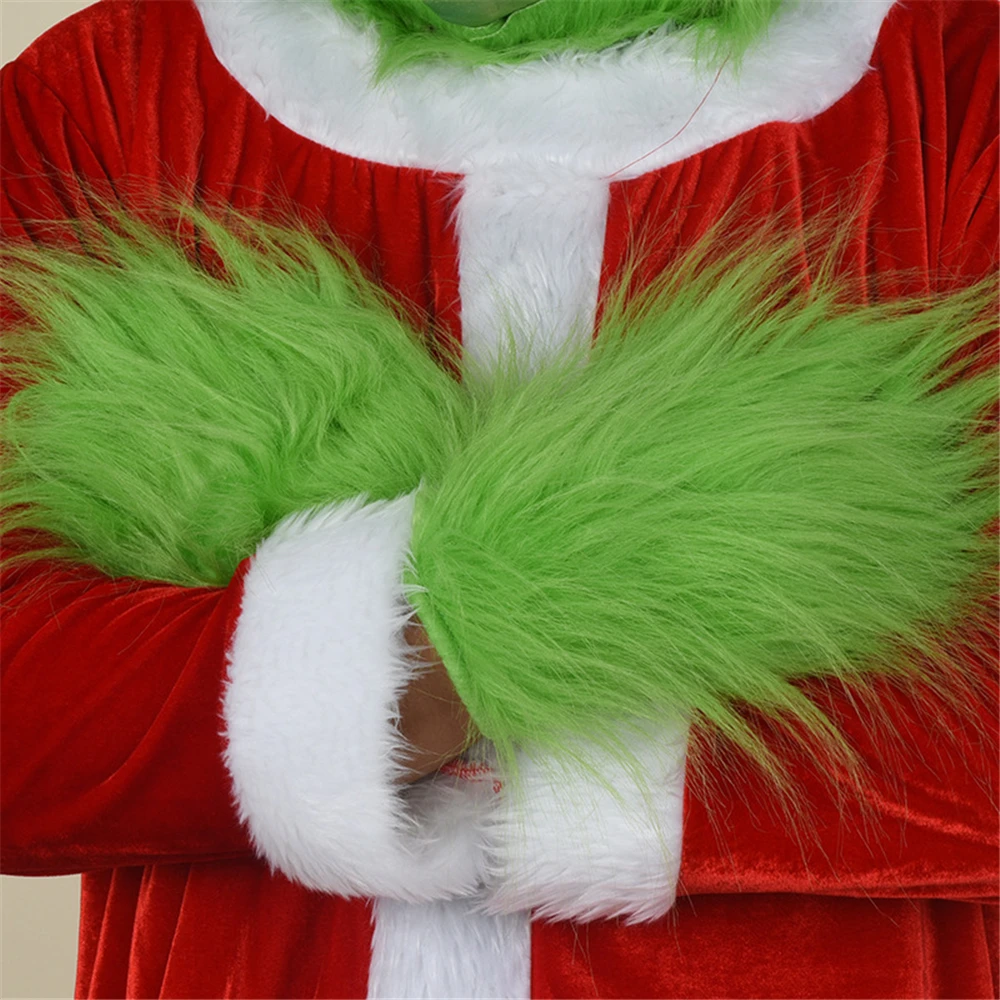 Green Furry Hand Gloves for Adult Kids Halloween Christmas Cosplay Costume Accessories