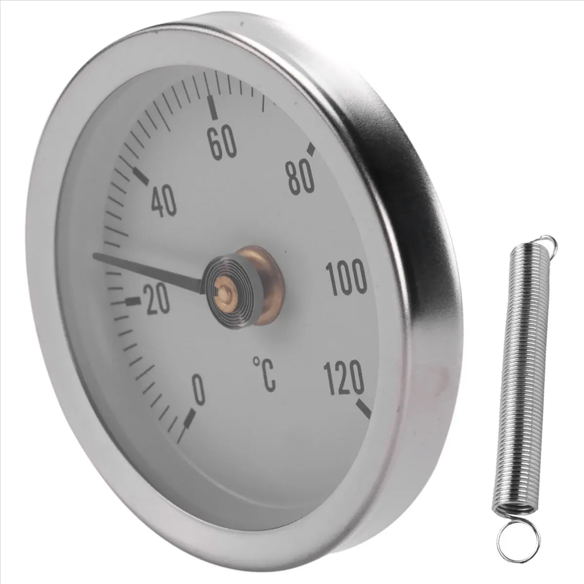 #82X Ts-W50A Thermometer Hot Water Pipe Bimetal Temperature Gauge,Spring clamp thermometer,(stainless steel)