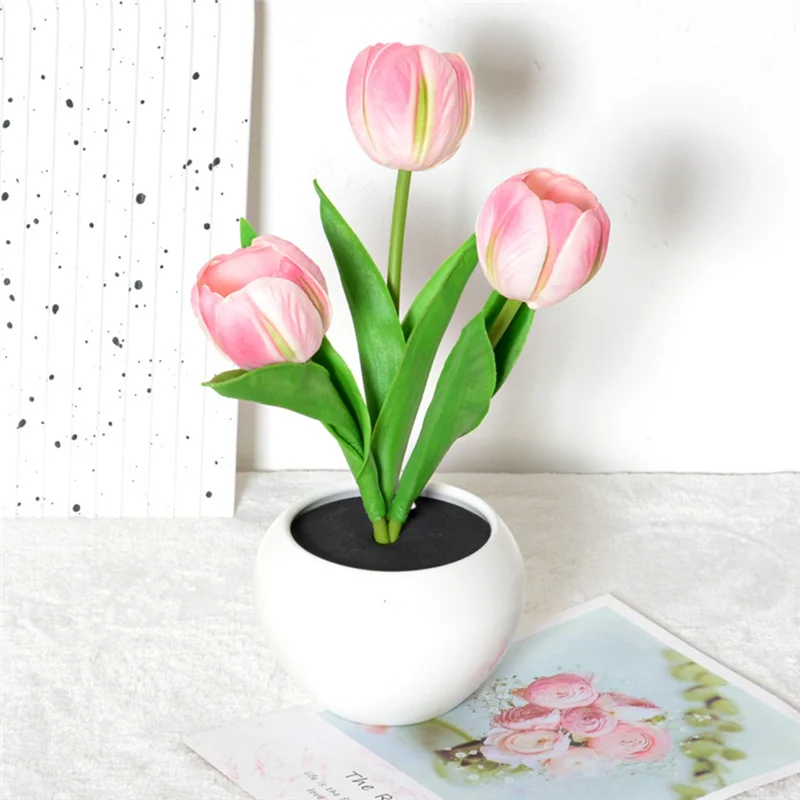 Lampu Tulip ABNM Lampu Meja Bunga Lampu Malam Tulip Led untuk Ruang Tamu Kamar Tidur