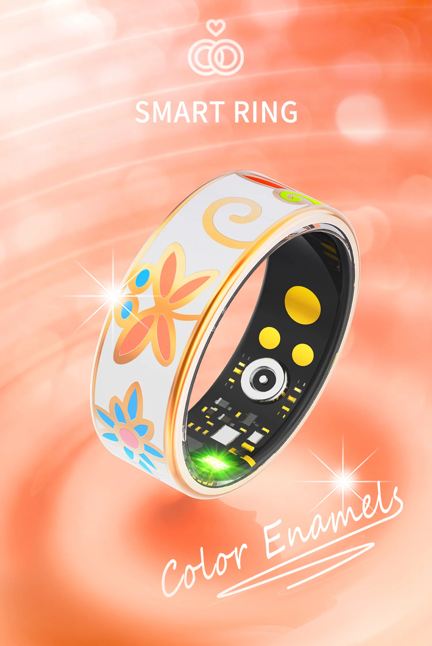 

R18 Smart Ring Color Enamels Women Female Stainless Steel Intelligent Finger Ring IP68 Waterproof Smartring Fitness Tracker