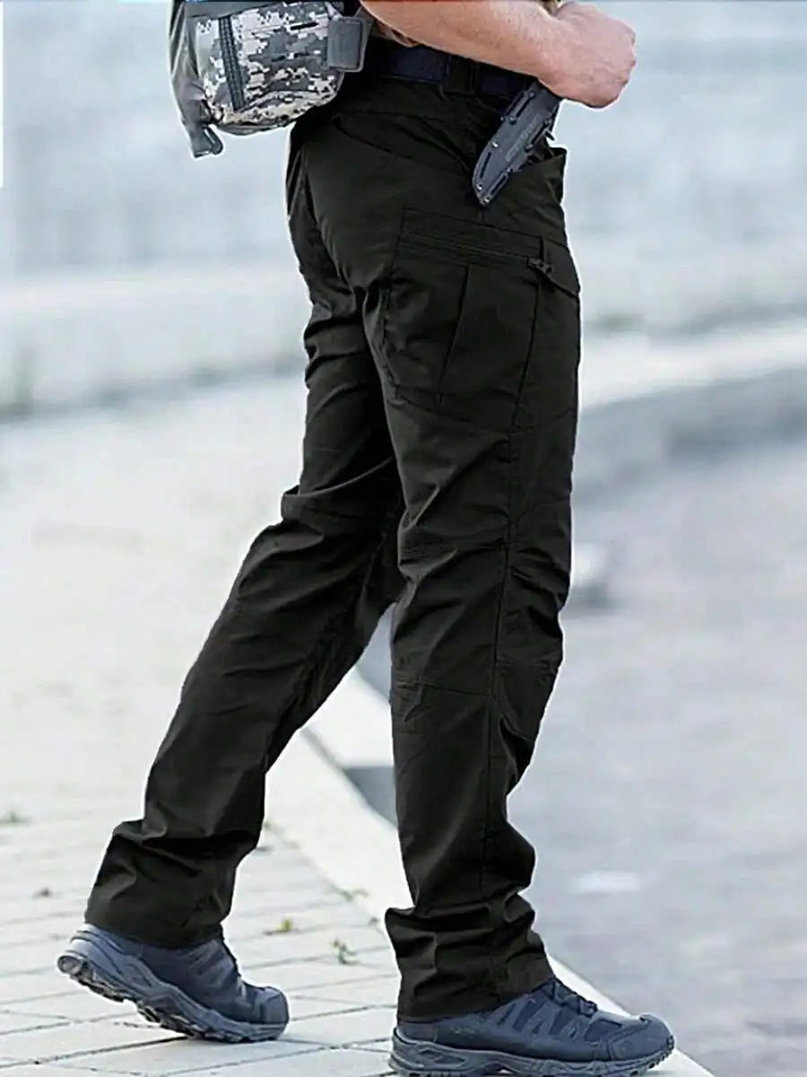 Water-Resistant Multi-Pocket Straight-Leg Work Pants For Men Lightweight Breathable Casual Outdoor