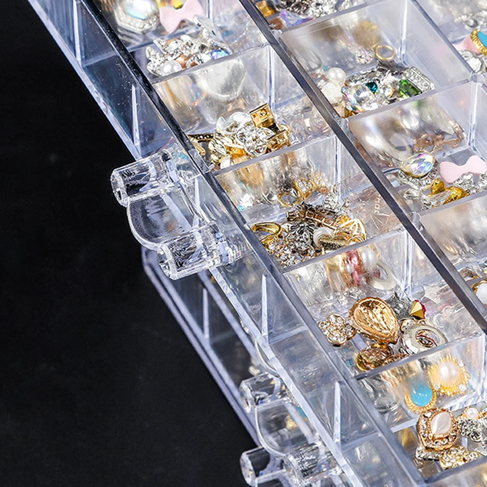 Organizer na sztuczne paznokcie, pojemnik na tipsy, 120 przegródek, przezroczysty, duża pojemność, etui na ozdoby do paznokci, cekiny, organizer do przechowywania akcesoriów do manicure