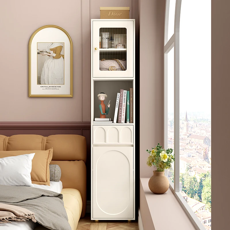 Ultra narrow bookcase storage cabinet Modern minimalist dustproof edge cabinet Bedroom dressing table secondary cabinet