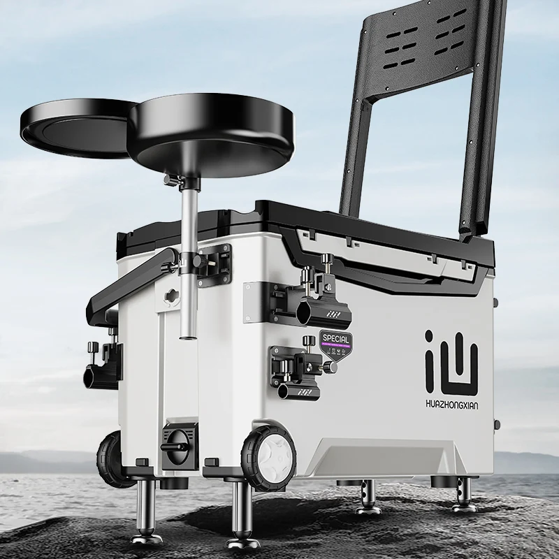 

Complete Fishing Tackle Box Set UltraLight Fishing Tackle Box with Liftable Legs and Wheel Taiwan-Style Fishing Box Fishing Tool