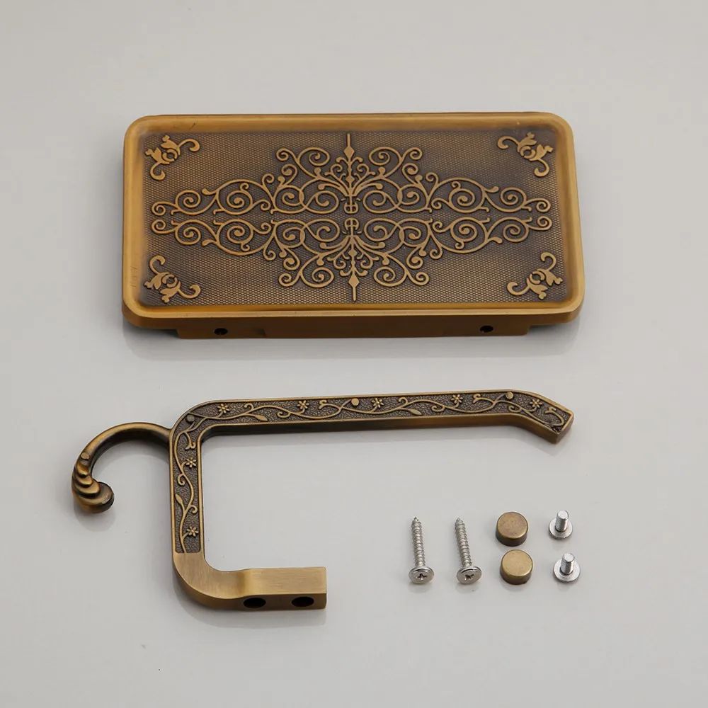 Torayvino Antique Carved Zinc Alloy Bathroom Toilet Paper & Phone Holder Pattern Toilet Paper Holders Tissue Boxes Wall Mounted
