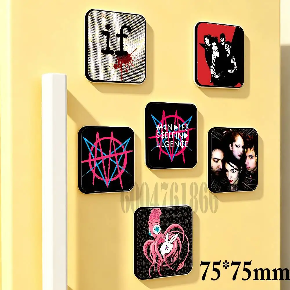 M-Mindless Self Indulgence 75mm Square Fridge Magnet Cute Refrigerator Magnet Office Cabinet & Home Kitchen Decoration Gift