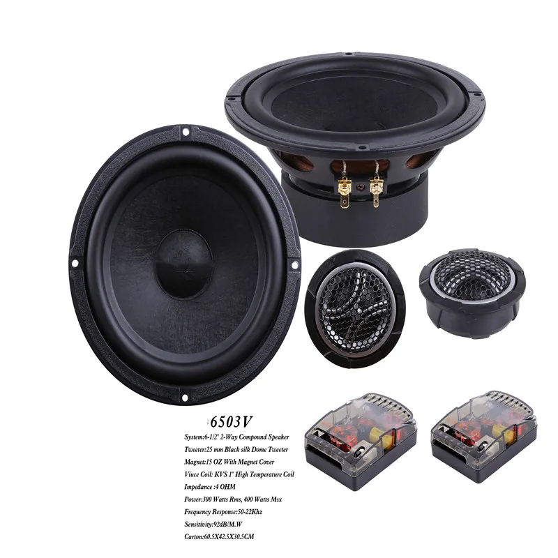 Universal Car Audio  speaker System HiFi Speaker 6.5 Inch Woofer Component Tweeter Speaker