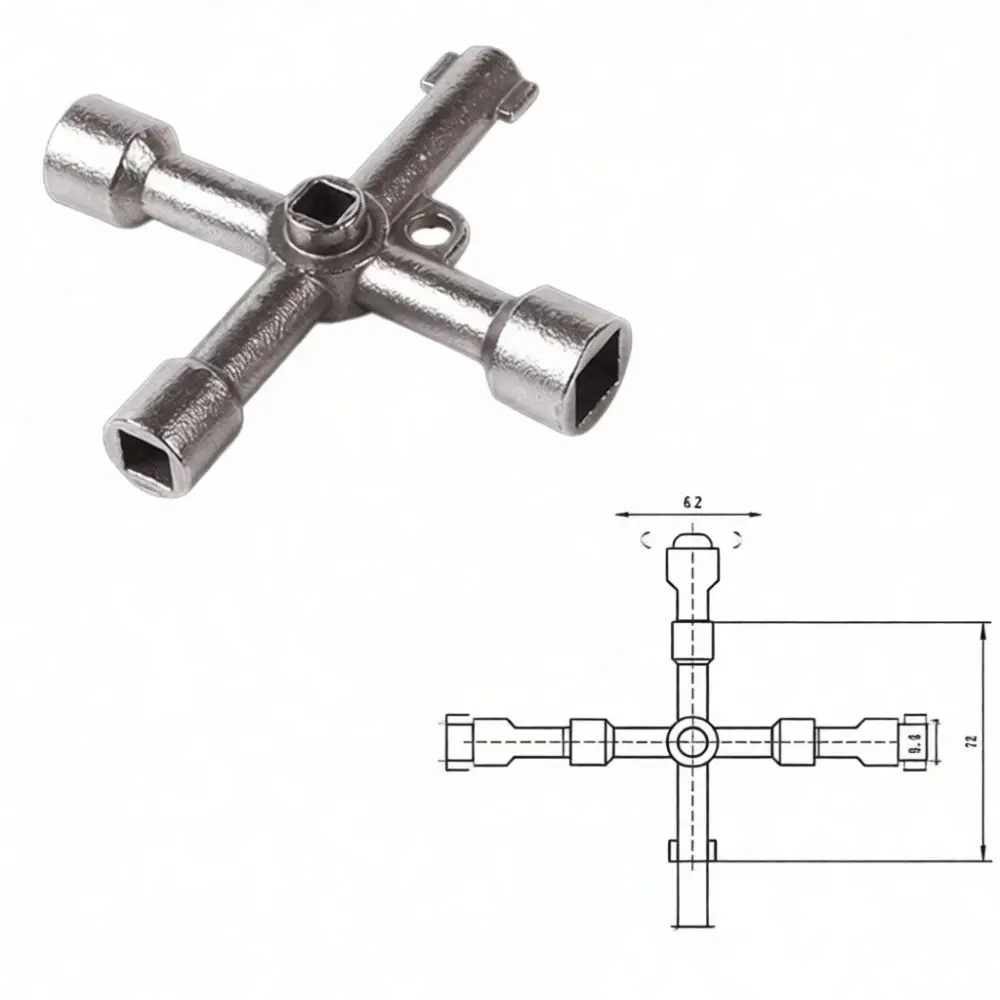 Multifunction Cabinet Lock Hardware Key 304 Stainless Steel Triangle Cross Square Opener For Train Electric Equipment