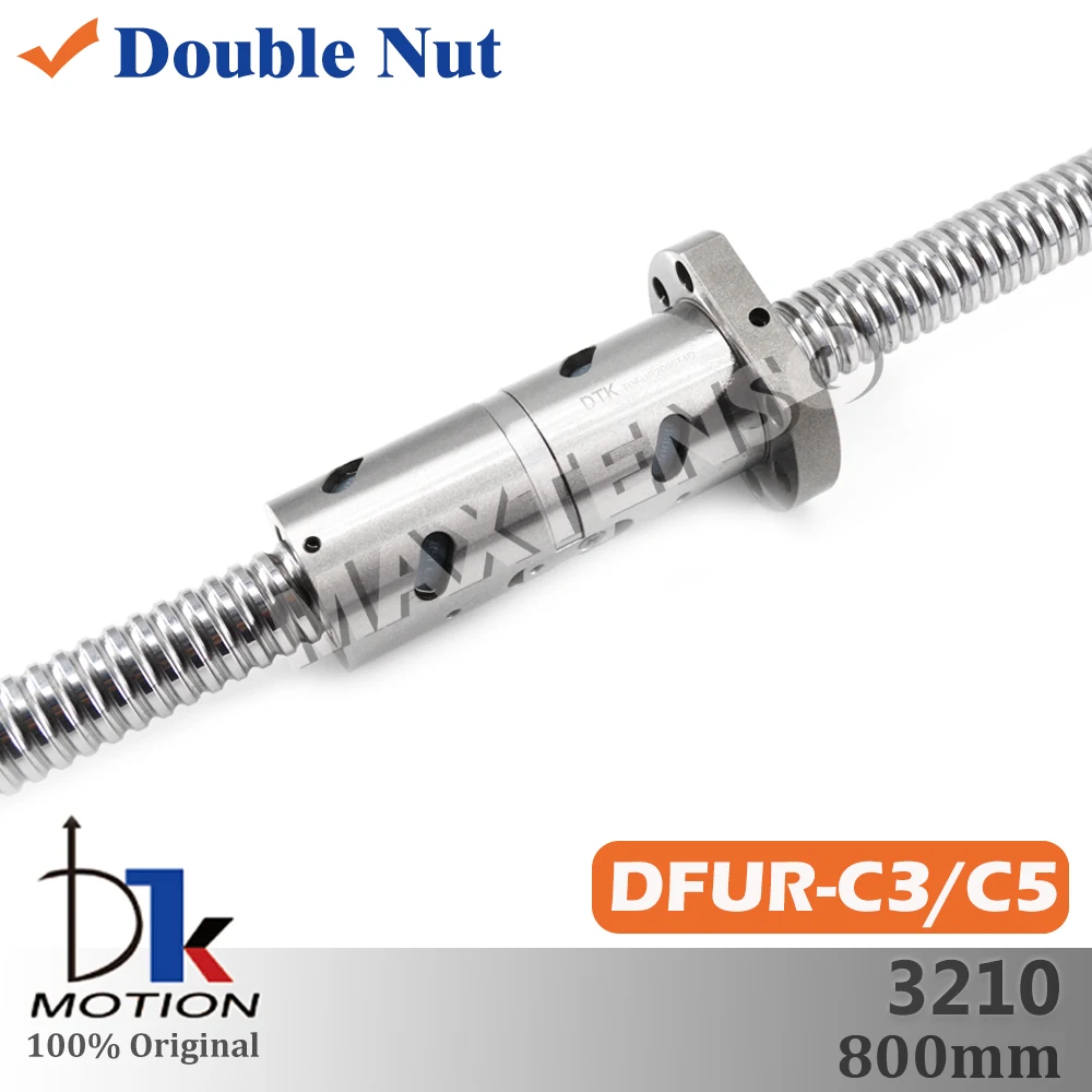 DTK DFUR3210 Ground C3 C5 R32 Lead 10mm Ball Screw 800mm Double Nuts Thread Shaft High Precision Flange Spindles TBI OFU CNC
