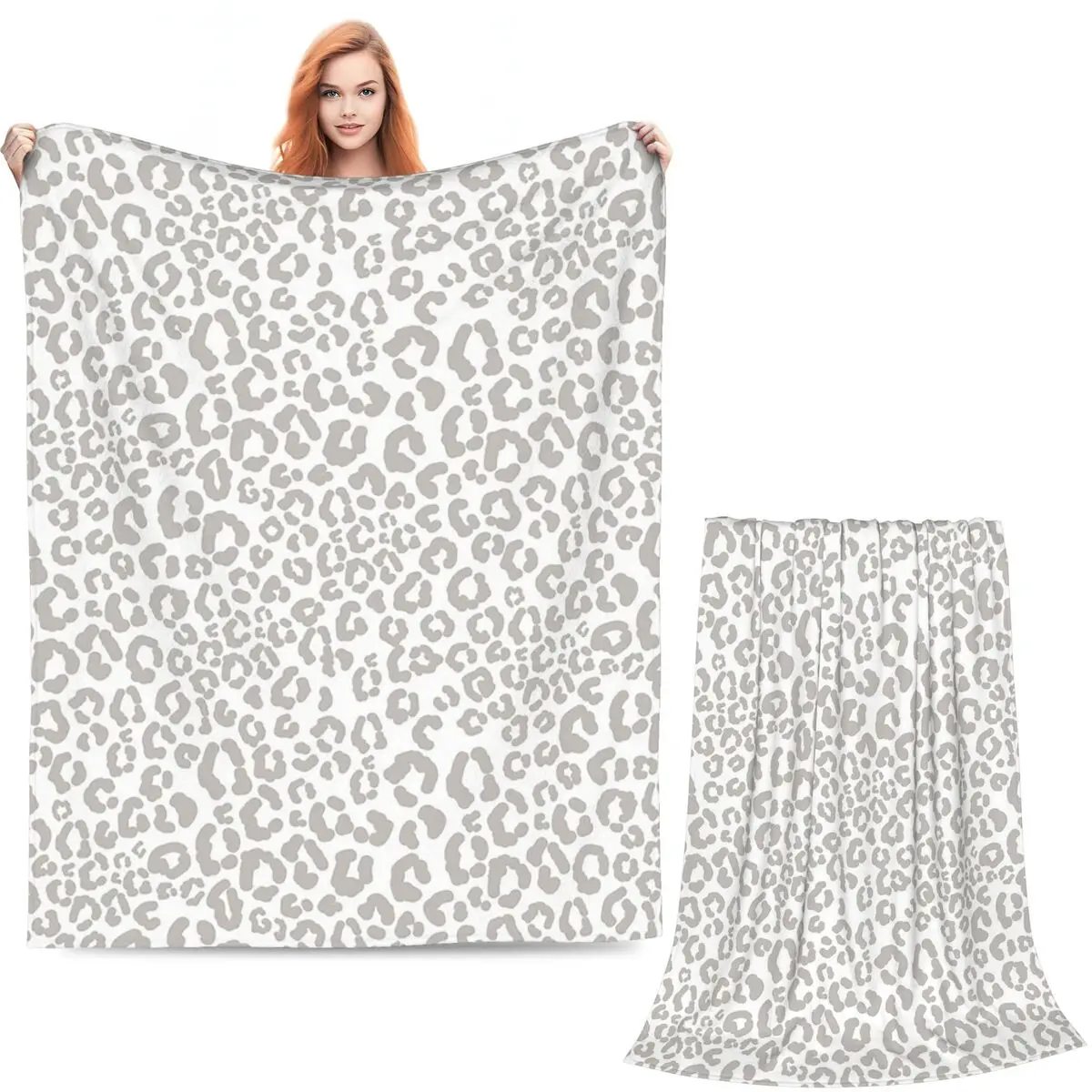 Light Leopard Pattern Blankets Soft Warm Flannel Throw Blanket Plush for Bed Living room Picnic Travel Home Couch