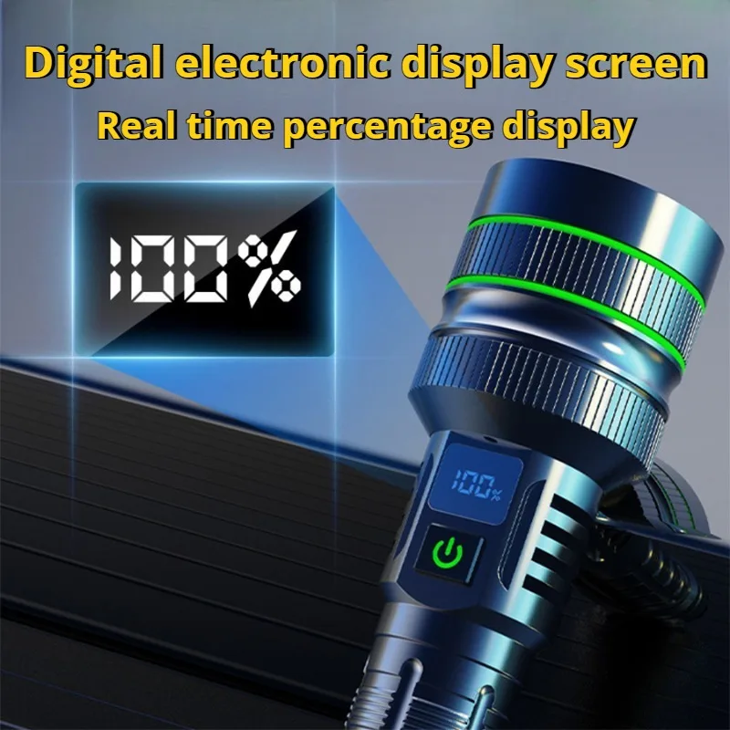 Powerful Long Shot LED Flashlight Zoomable Rechargeable Torch Strong Light Lamp Outdoor Portable Lantern Waterproof