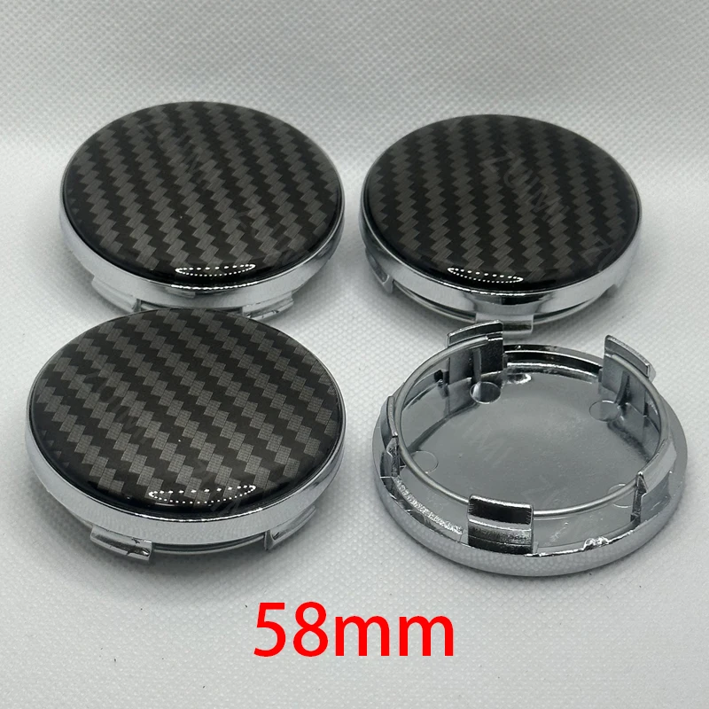 4Pcs 58mm 3D Carbon Fiber Car Wheel Center Hub Cap Dust-proof Cover Universal Auto Wheel Center Hub Caps Cover Kit Accessories