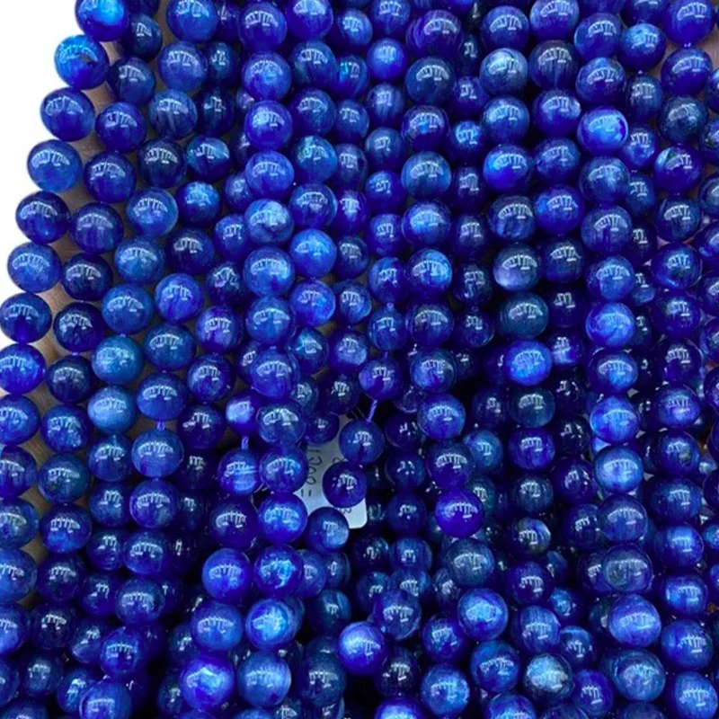 

6mm/8mm/10mm Natural Mineral Blue Kyanite Semi-Precious Stone Gemstone Loose Beads For Jewelry Making DIY Bracelet Necklace