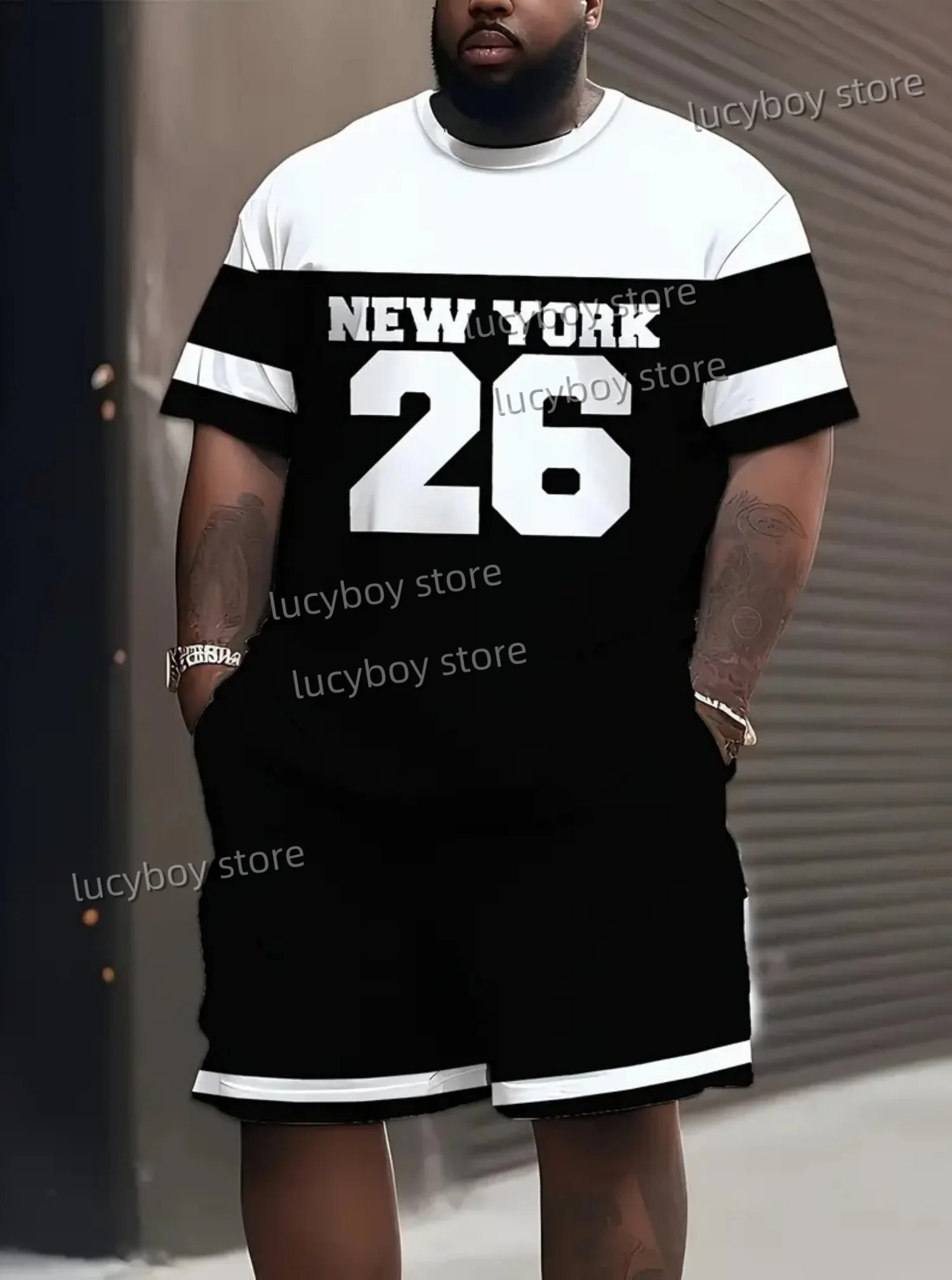 summer men number Printed plus size Sport T-shirt+shorts Suit Set Men Male Luxury Tracksuit Outfit 2 Piece Set men Clothes