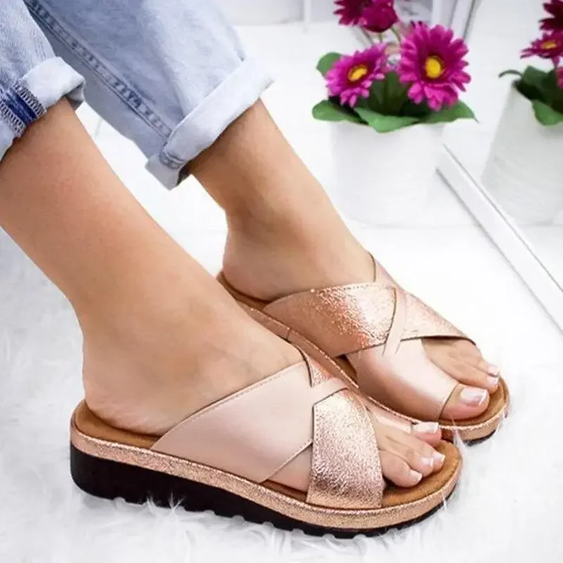 Slippers Casual Mixed Color Wedges Casual Shoes Women Pantofle Shale Female Beach Luxury Soft Flat Sabot Fashion Slide Sandals