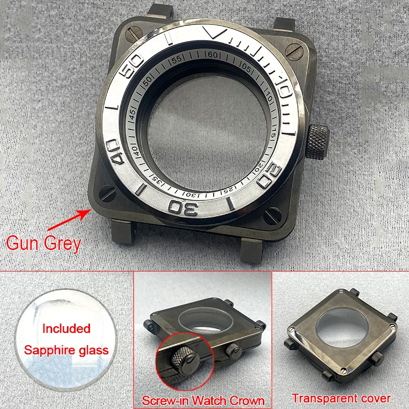 

Gun Grey Mod 42 мм NH35 Водонепроницаемый квадратный корпус для часов Мужские часы для дайвинга Подходит для SKX007 SKX009 SRPD Pilot Cockpit Замена корпуса на заказ