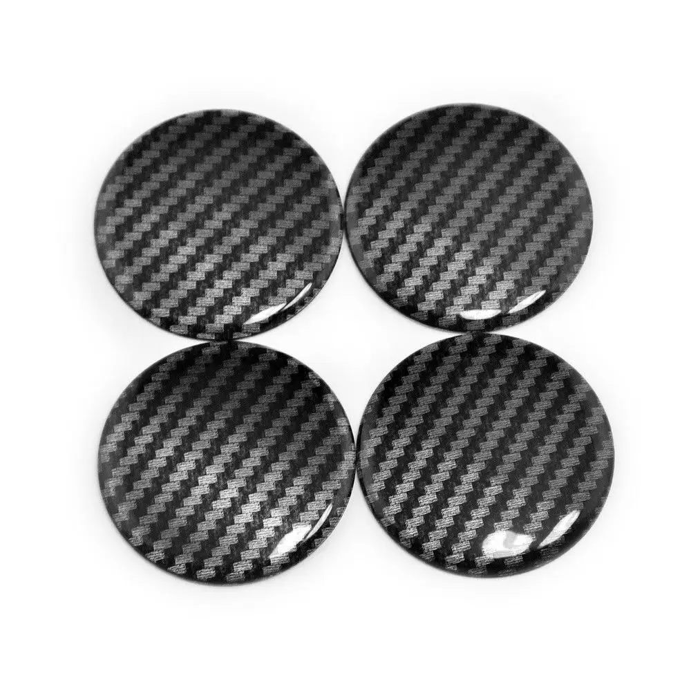 Style Stripe Car Emblem Wheel Accessories Exterior Center Cap 50mm Pattern Decor Aluminum 4pcs Set Carbon Fiber