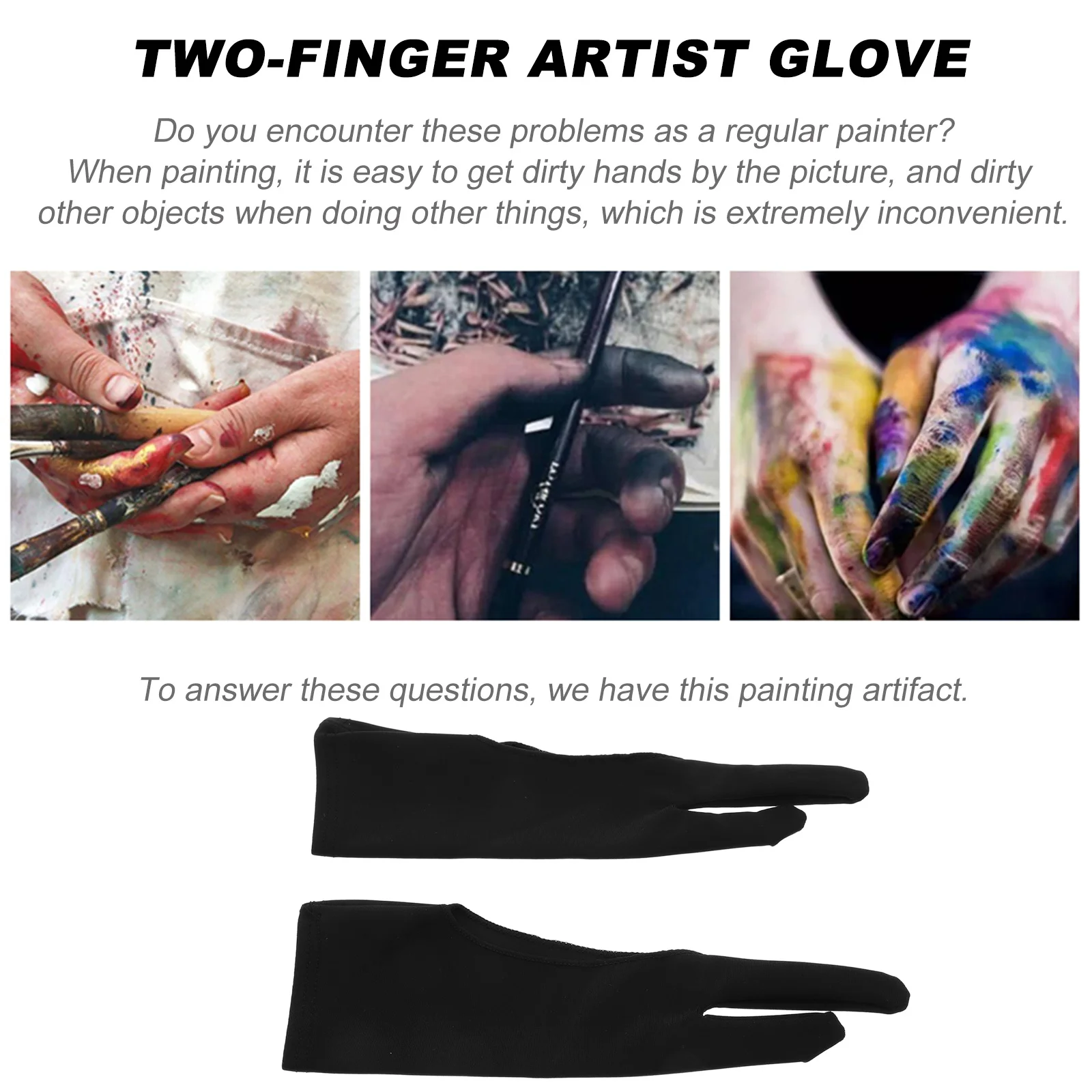 

4Pcs Drawing Gloves Two-Finger Artist Glove Breathable Reduce Friction for Graphic Tablet Sketch Painting Graphics Drawing Glove