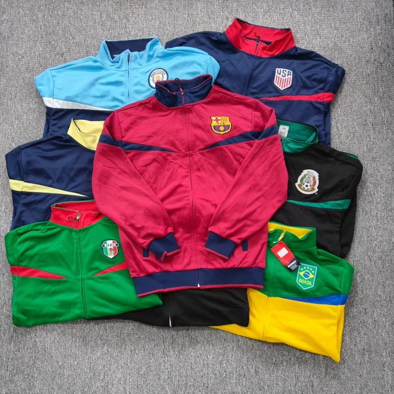 

Men's Fooall T Sports Zipper Jaet Fitn Running Training Wear Stand Collar Loose Fit Long Sve Polyester Fiber