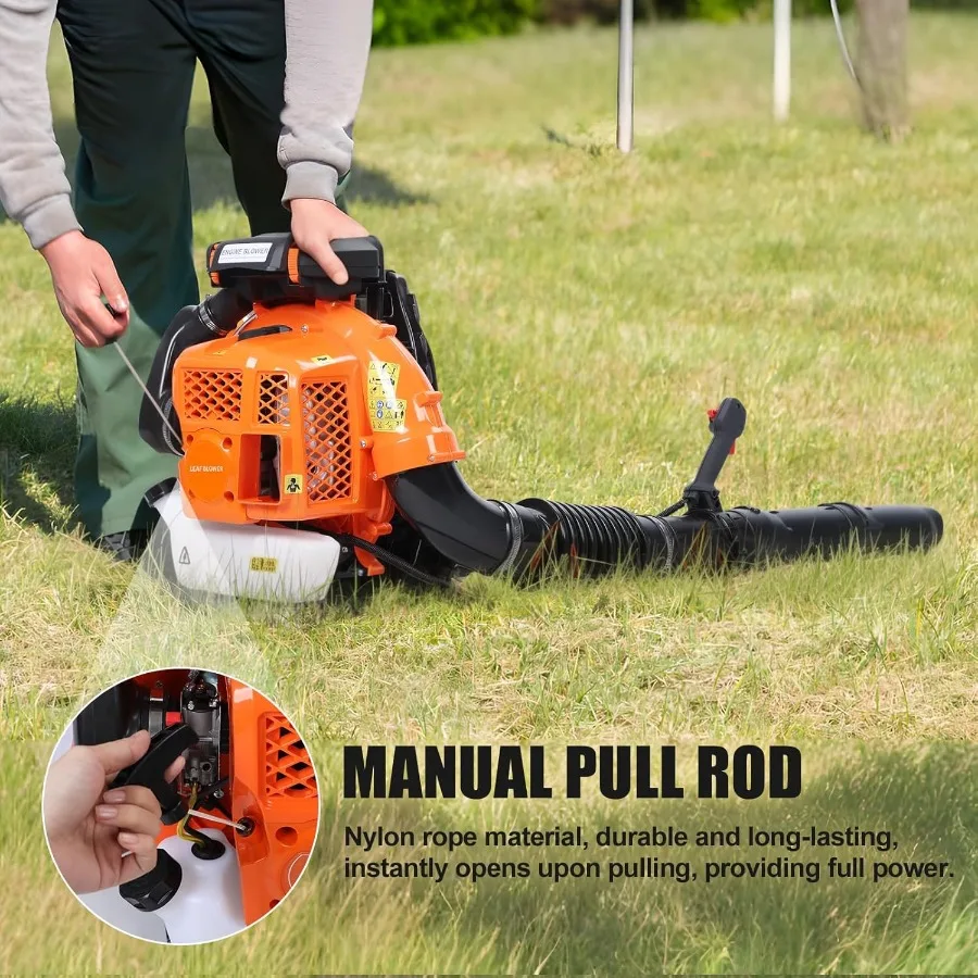 Backpack Gas Powered Leaf Blower 80CC 900CFM 2-Stroke with 6800RPM for Efficient Lawn and Garden Care Ideal for Snow and Grass