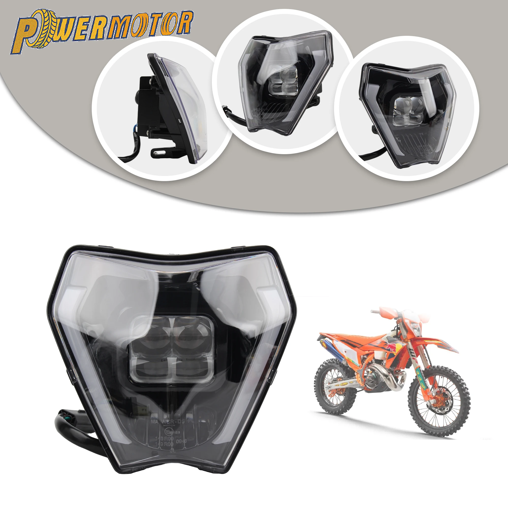 

for KTM Motocross LED Headlight EXC SXF XCW MX 2024 Enduro DirtBike Headlamp Fairing Moto Off Road Racing Wick Replacement Parts