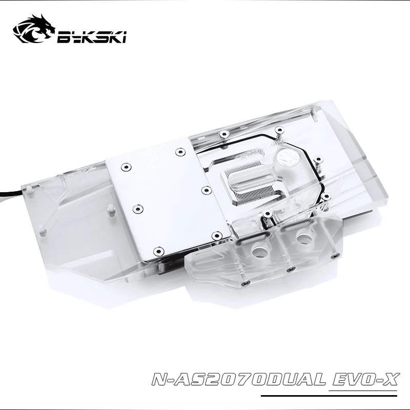 BYKSKI Water Cooling Block for ASUS DUAL RTX2070 O8G EVO/RTX 2060S A8G EVO /5V 3PIN A-RGB/12V 4PIN RGB Light N-AS2070DUAL EVO-X