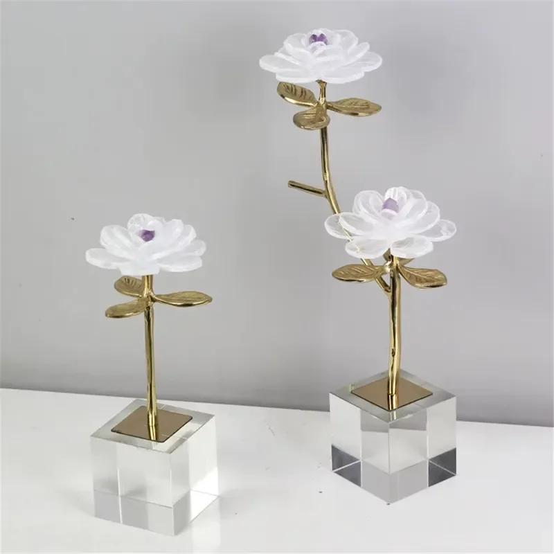 Luxury Modern Flower Desktop Sculpture Set Elegant Creative Home Decoration Ornament for Living Room Office Desk Art Piece