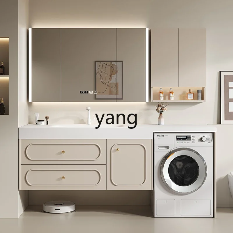 YJQ balcony washing machine integrated cabinet combination rock slab ceramic seamless washbasin washboard bathroom cabinet