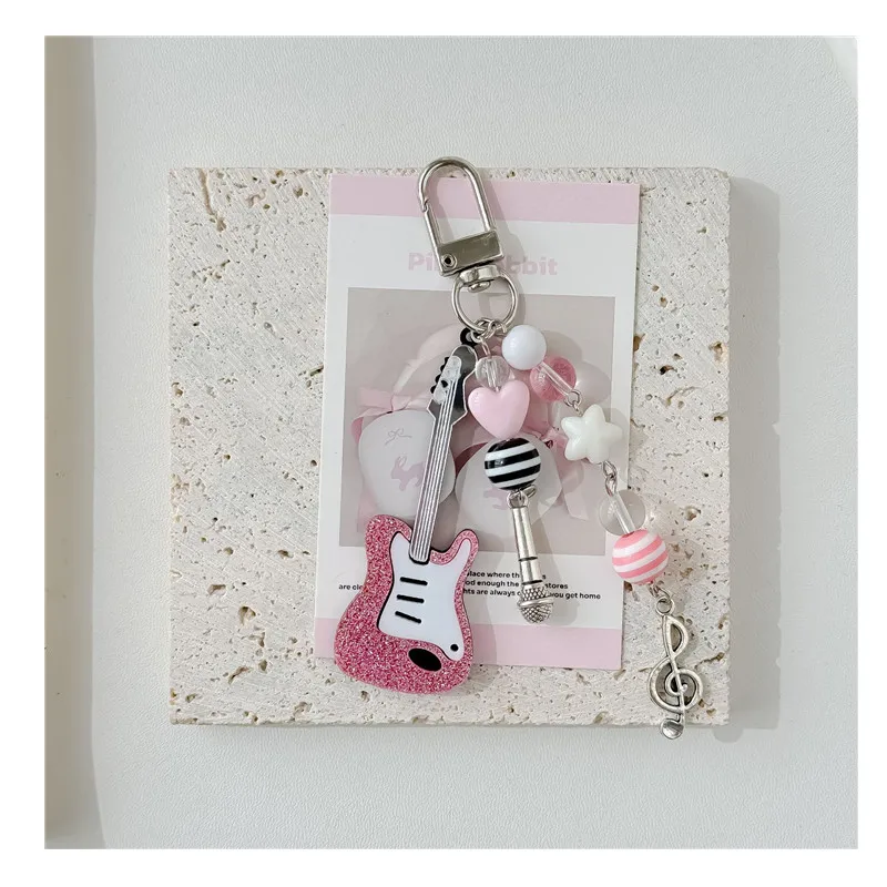 Violin Mobile Phone Chain Handcrafted Beaded Keyring Accessory Charm music Keychain Lanyard Aesthetic Y2k Unique