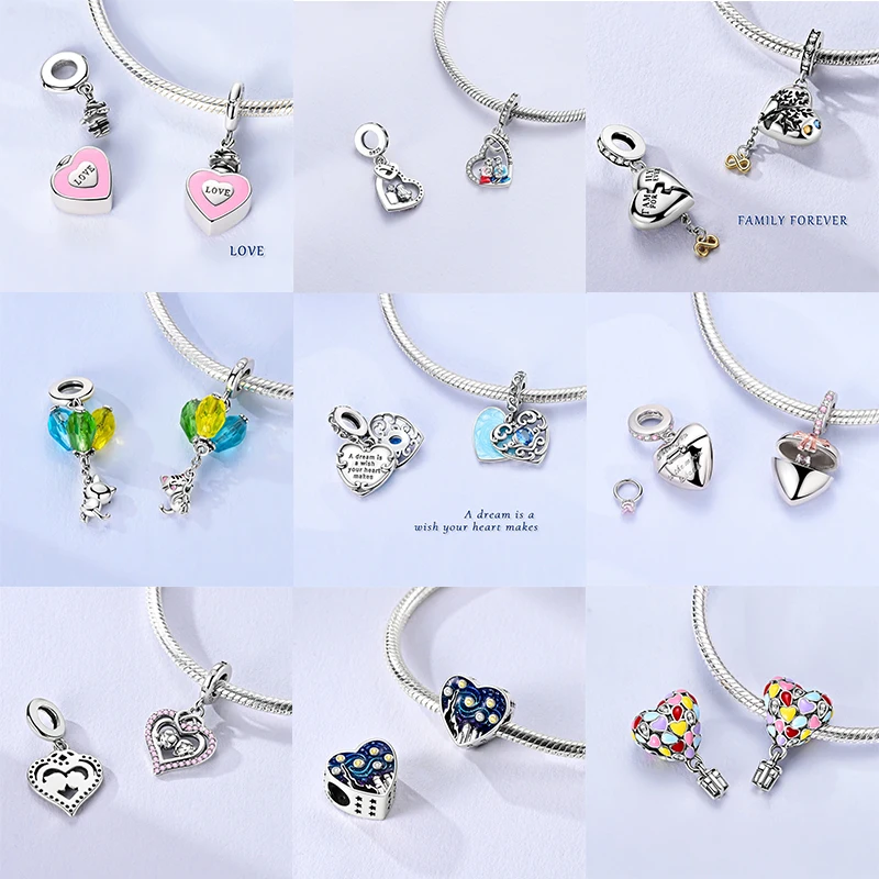 925 Sterling Silver Charms Salamander DIY Beads Multiple‑Style Heart Angel Animal Tarot Pendant Fit Bracelet Jewelry For Women
