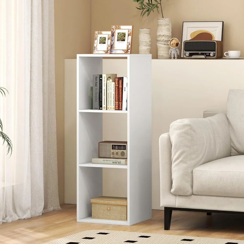 خزانة كتب مكعبة قائمة بذاتها مكونة من 4 طبقات مع أرفف مفتوحة وميزات مضادة للسقوط