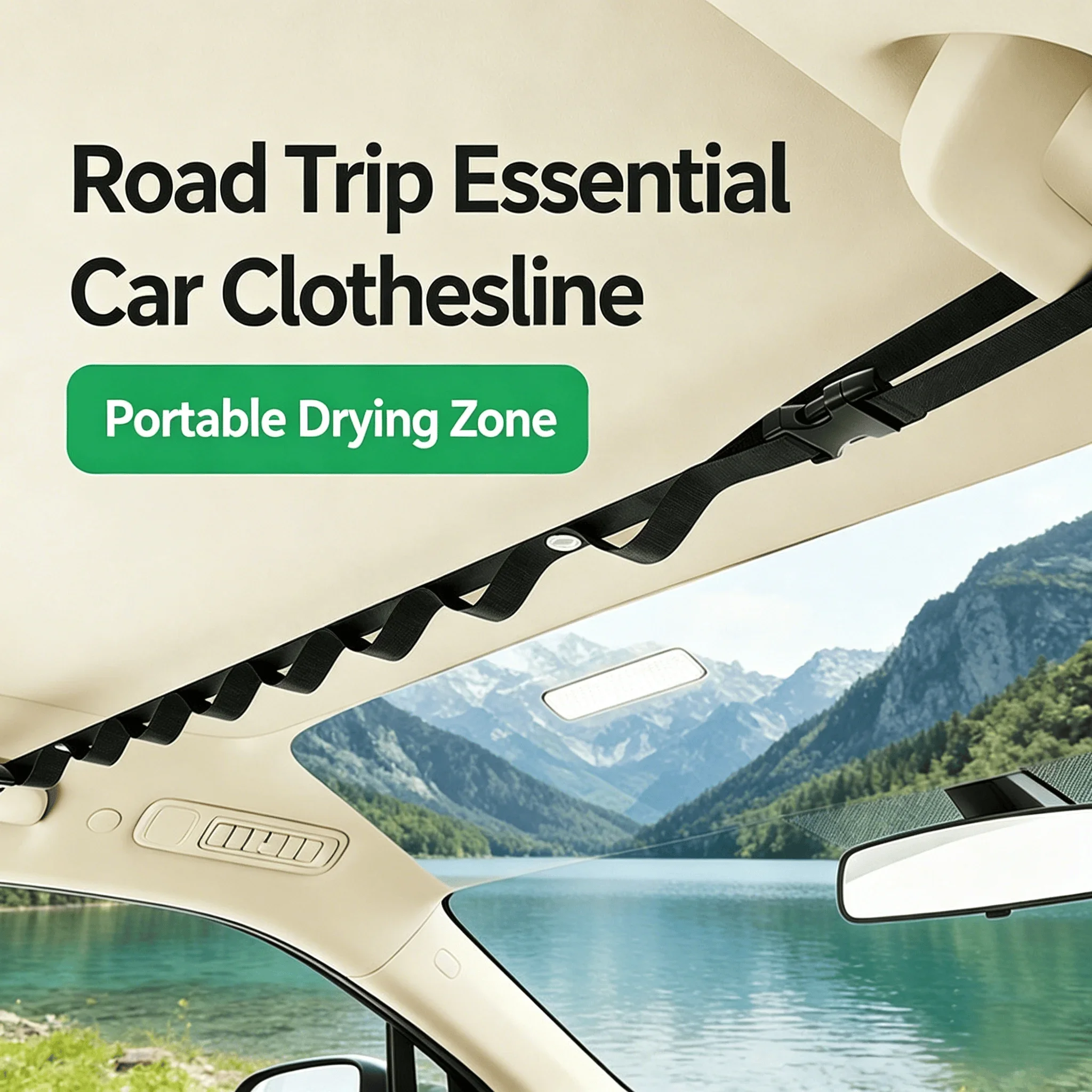 Portable Car Clothesline Multi-Functional Hanging Rack for Rear Seats Storage Fixing Hooks Organizer Car Interior Accessories