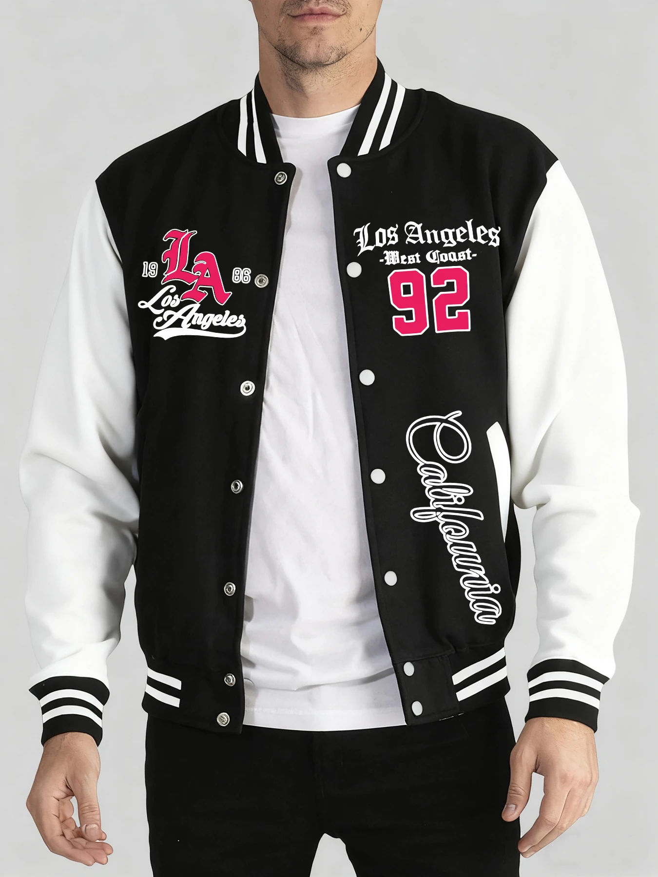 

California West Coast Pattern Clothing Mens Warm Fashion Baseball Jersey Street Sports Clothes Autumn Winter 2 Color Jackets