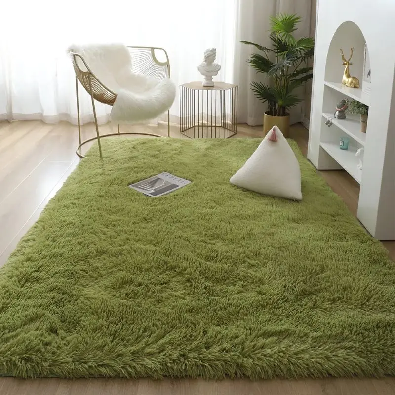 Green Carpet Tie Dyeing Plush Soft Carpets For Living Room Bedroom Anti-slip Floor Mats Bedroom Water Absorption Carpet Rugs