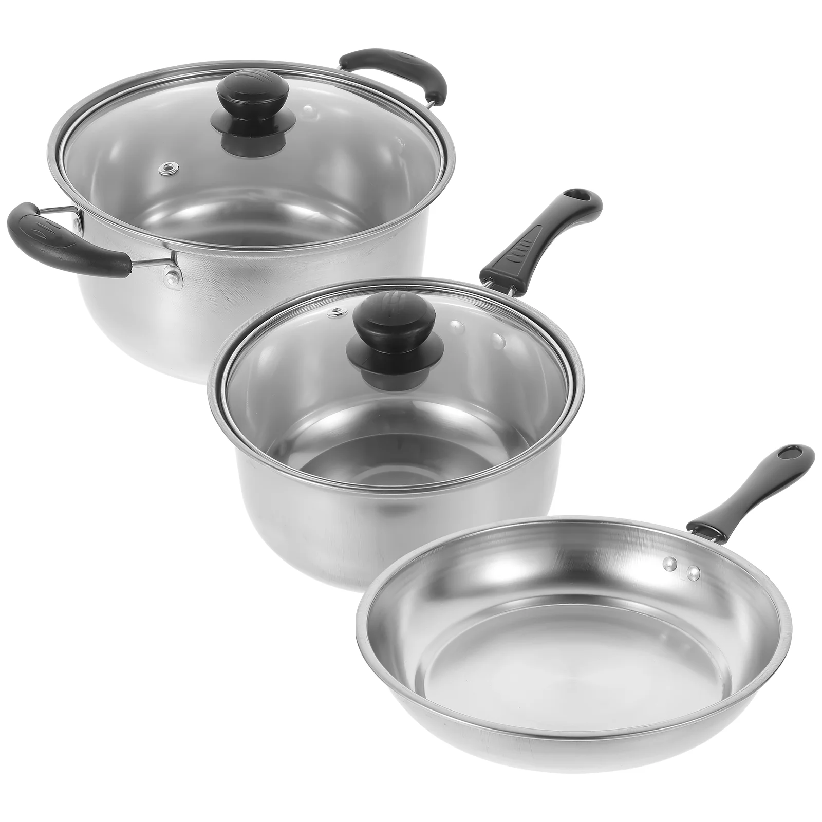 

Stock Pot Stainless Steel Set Frying Pan Cooking Pots with Lids Silverware Small Saucepan