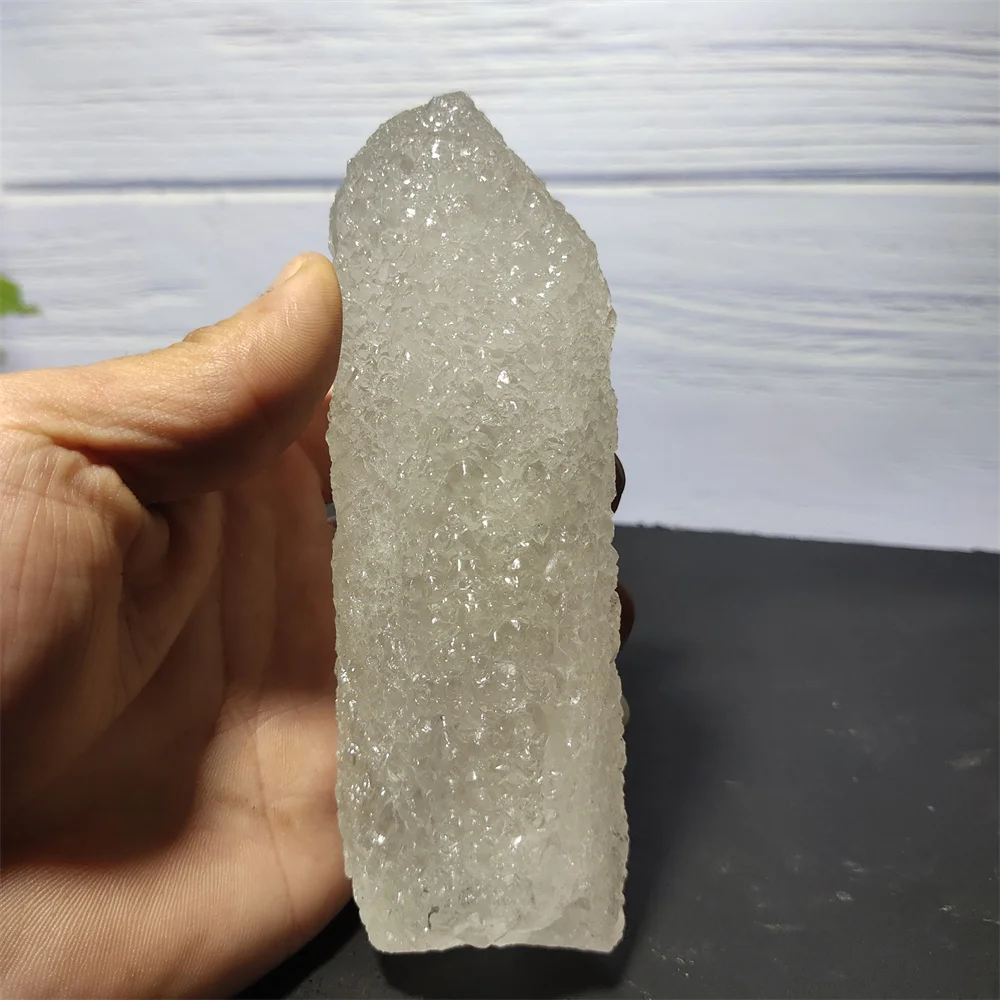 

445g Natural White Clear Quartz Strange Crystal Point Wand Energy Raw Rock Specimen Healing Stone Home Decor