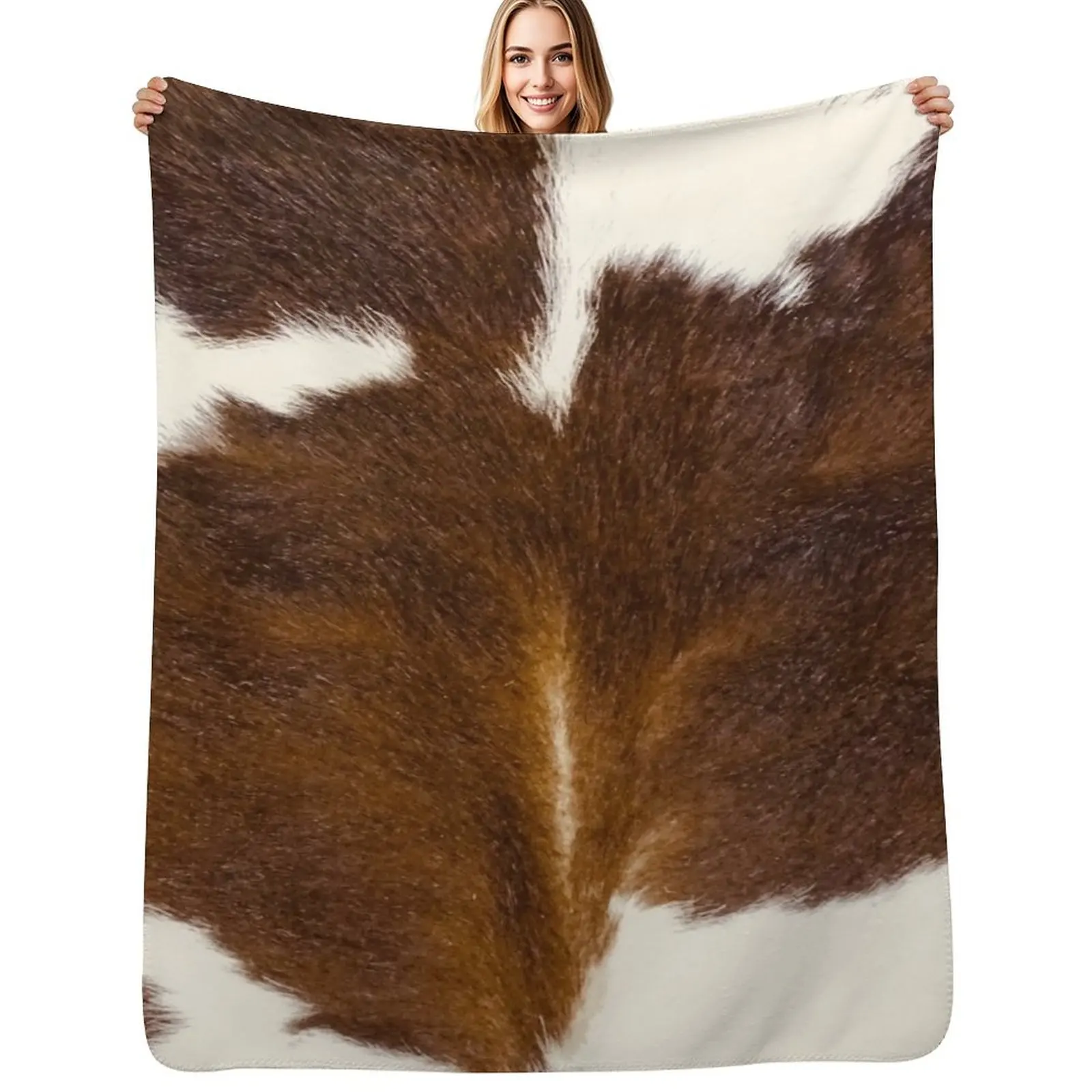 

Cow Print - faux smooth print Throw Blanket Winter beds Flannel Shaggy Single Blankets